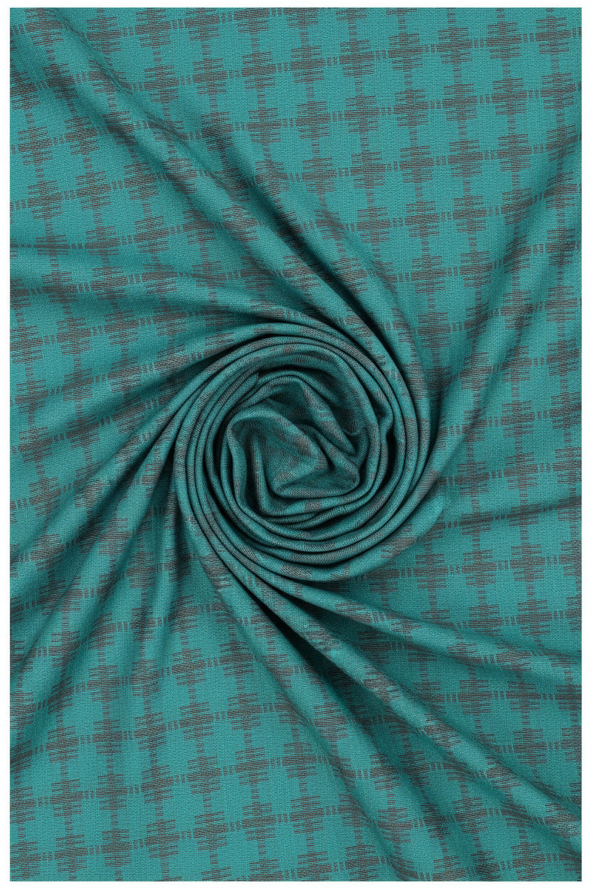 Experience The Luxury of Unstitched Tresca Cotton Shirting Fabric By Arvind ( Teal Green )
