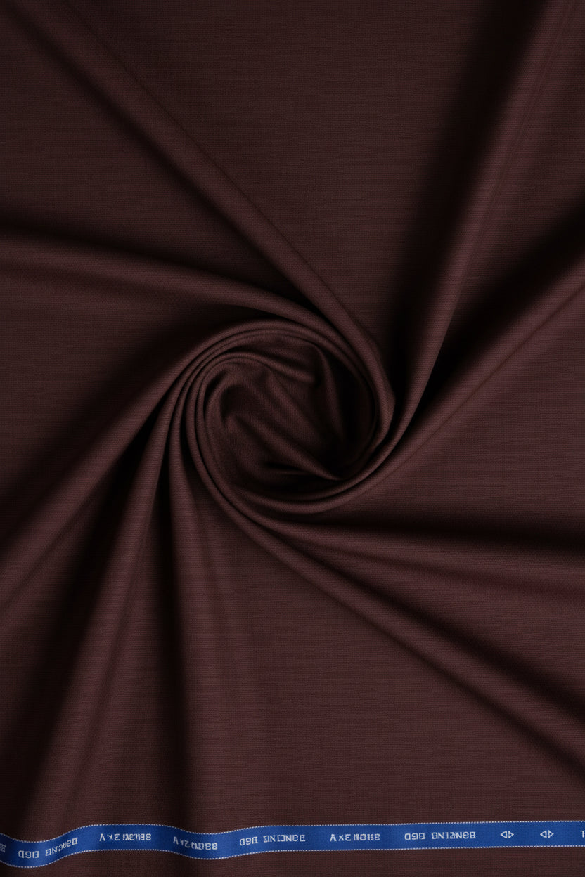 Brown Raymond luxurious unstitched polywool trousers and suiting fabric fabric with detailed texture for tailoring.
