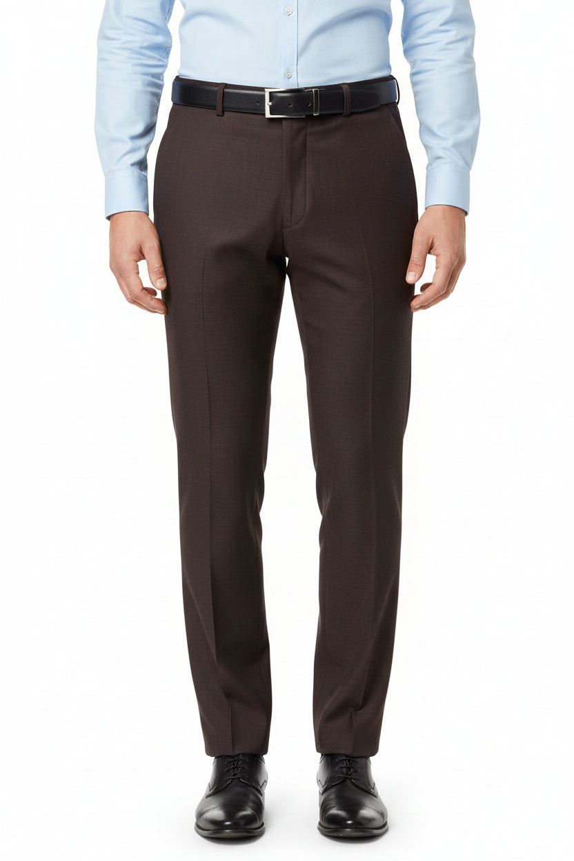 Raymond luxurious unstitched polywool trousers and suiting fabric in brown, suitable for tailoring and formal wear.