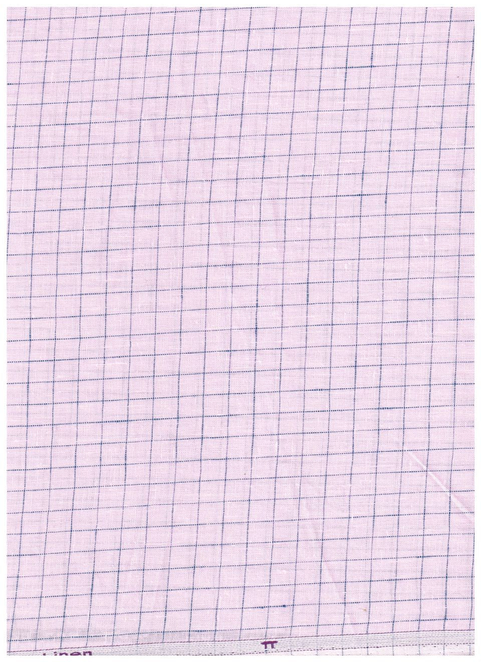 Blue check linen shirt fabric by ARVIND featuring pink background and classic check pattern, ideal for stylish shirts.