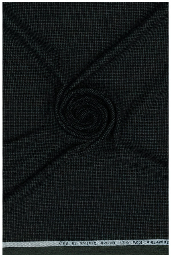 Experience The Luxury of Unstitched Primante Cotton Shirting Fabric By Arvind ( Dark Green )