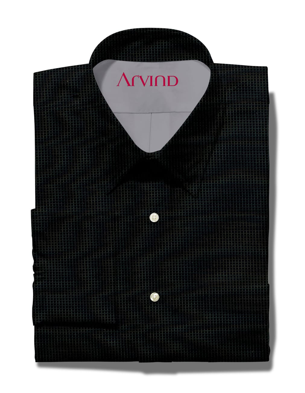 Arvind Micro Checks Green Cotton Shirt