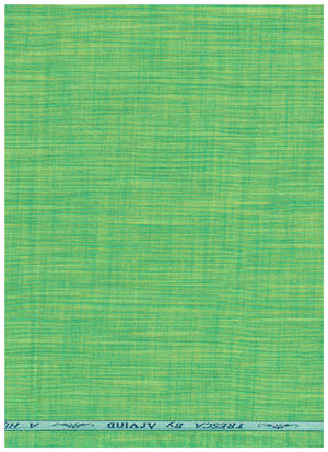 Green Arvind Tresca cotton unstitched shirting fabric with a smooth, woven texture and subtle sheen.