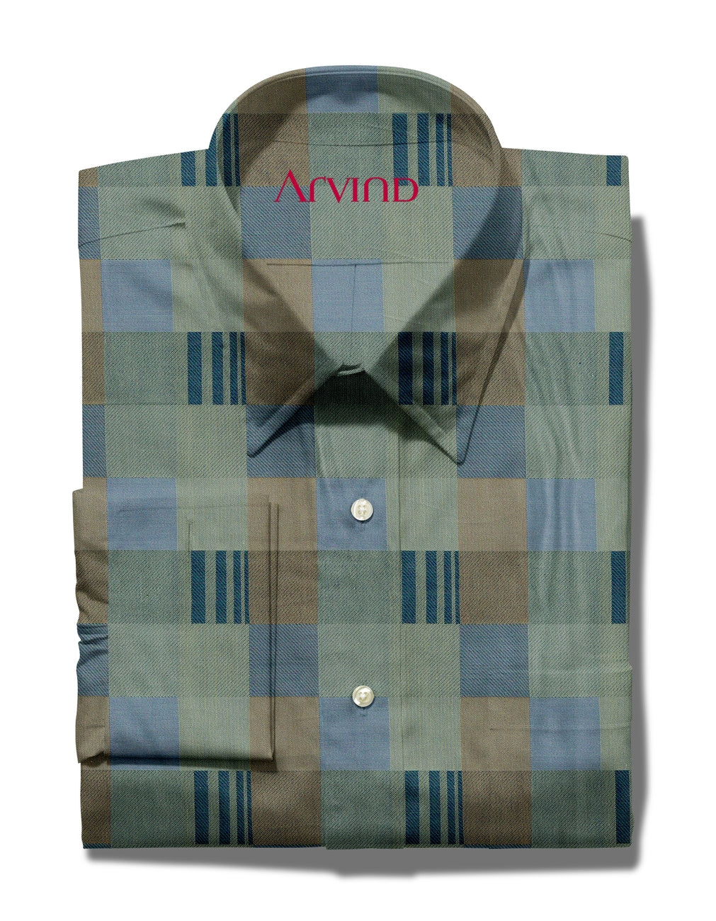 Experience The Luxury of Unstitched Tresca Cotton Shirting Fabric By Arvind ( Olive Green )