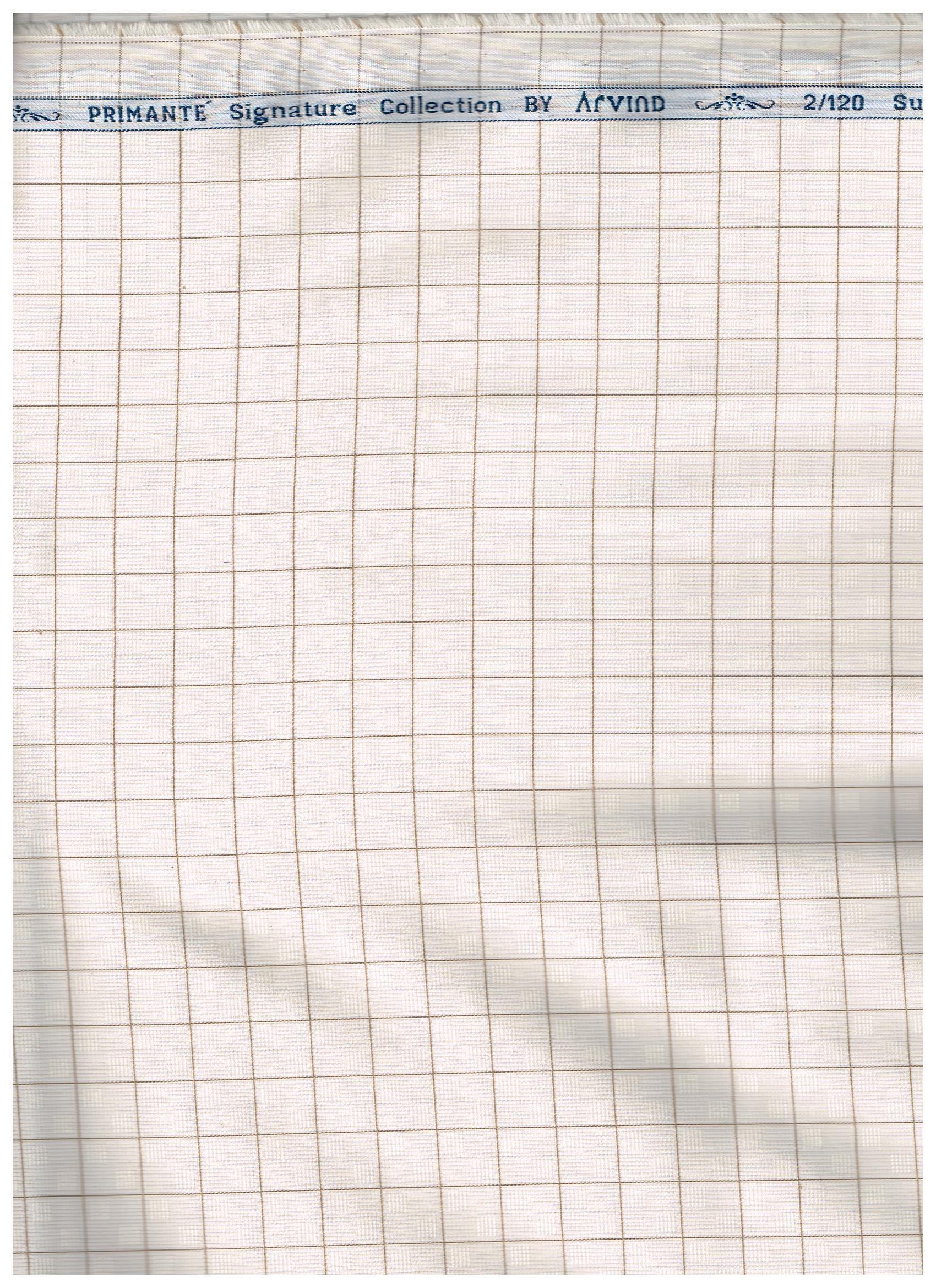 Experience The Luxury of Unstitched Primante Cotton Checks Shirting Fabric By Arvind ( Brown )