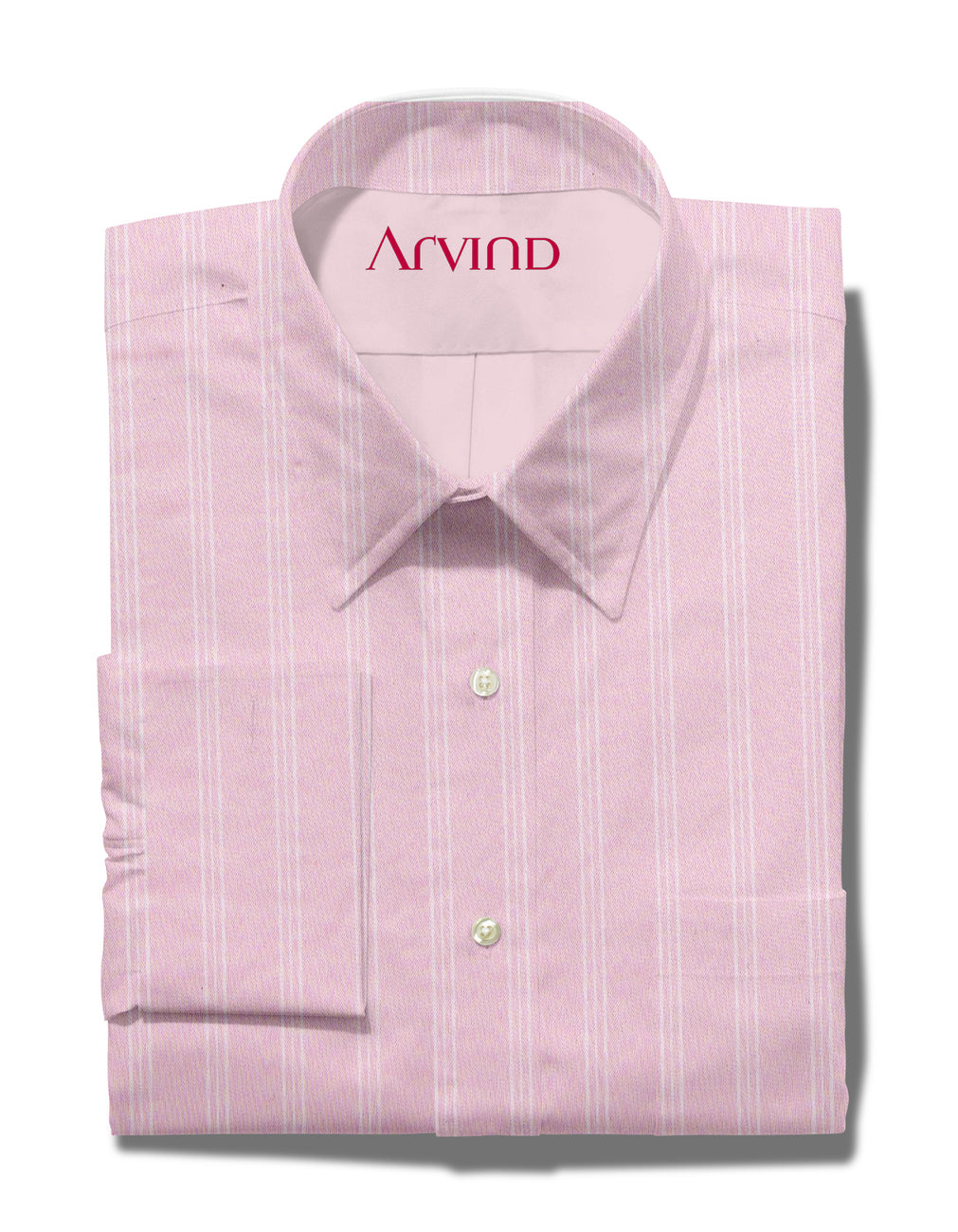 Arvind Primante Giza Cotton Striped Unstitched Shirting Fabric ( Pink )