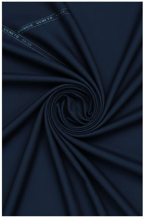 Georgia Veneto 150's Italian poly wool suit fabric in midnight blue, showing the textured textile close-up.