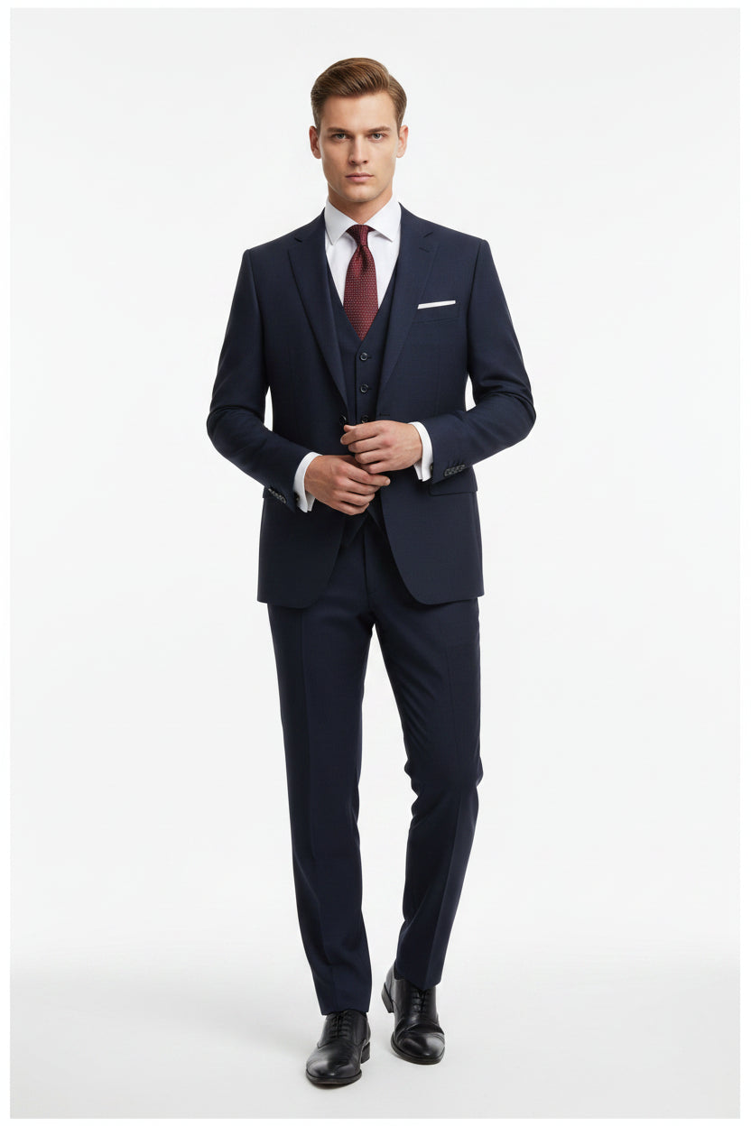 Midnight blue Georgia Veneto 150’s Italian poly wool trouser and suiting fabric, woven by Georgia Gullini of Italy
