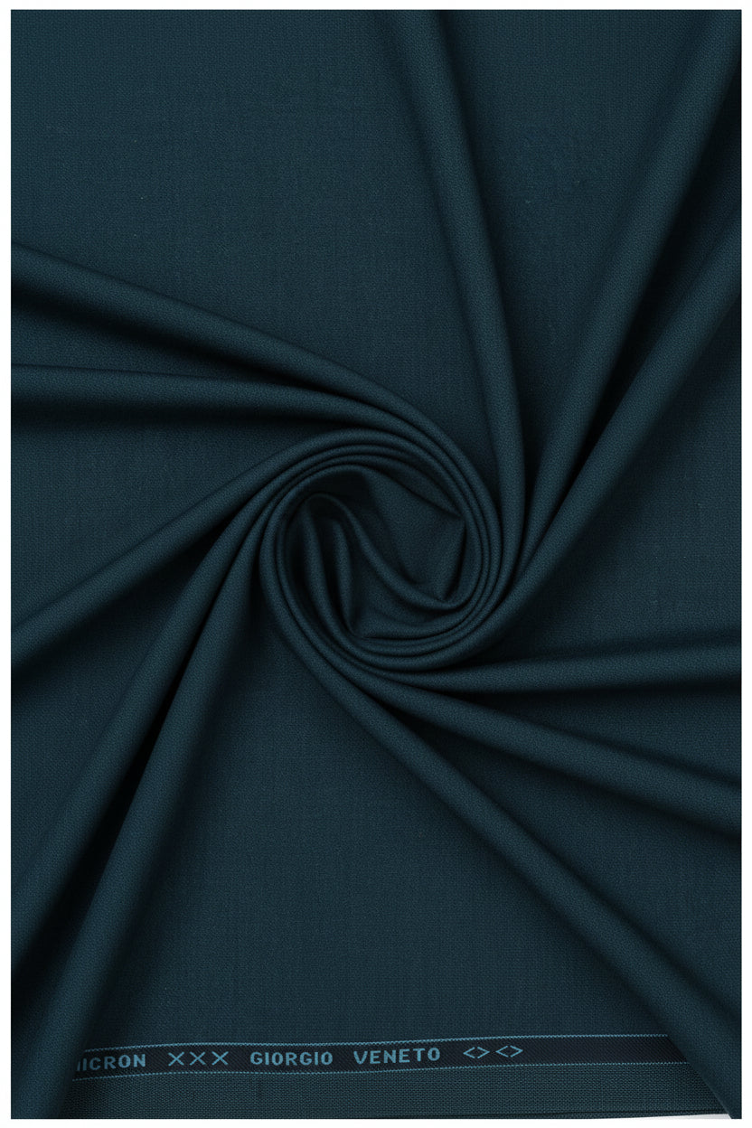 Georgia Veneto 150’s Italian poly wool suiting fabric in indigo blue, by Georgia Gullini of Italy, shown in close-up detail.
