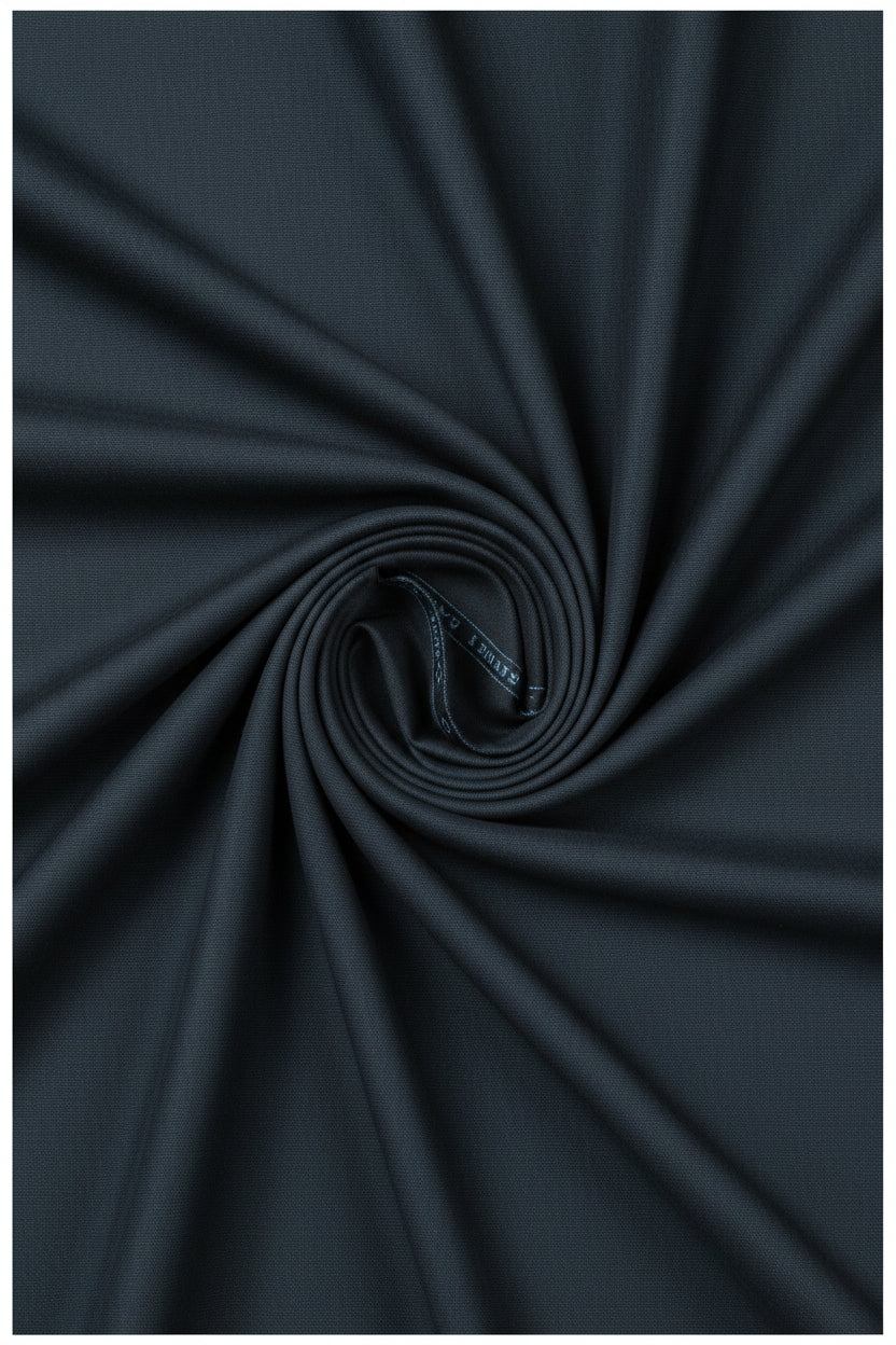 Georgia GULLINI Veneto Italian Poly Wool Trouser Fabric in Natural Indigo Blue, fine 150s suiting material with a smooth texture.