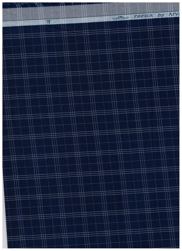 Arvind Tresca Navy Blue Checks Shirting Fabric