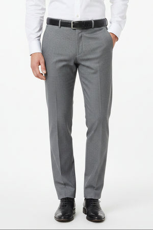 Grey Mafatlal unstitched poly viscose trouser and suiting fabric shown in a fabric roll with textured surface.