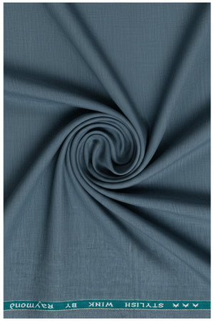 Raymond unstitched poly viscose trouser fabric in gravel blue grey, showcasing textured fabric for stylish men's trousers.