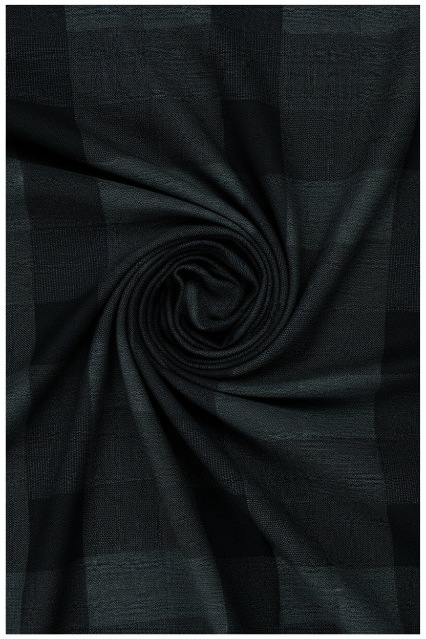 Raymond Luxurious unstitched poly wool trouser and suiting fabric in charcoal grey, textured textile for tailored suits.