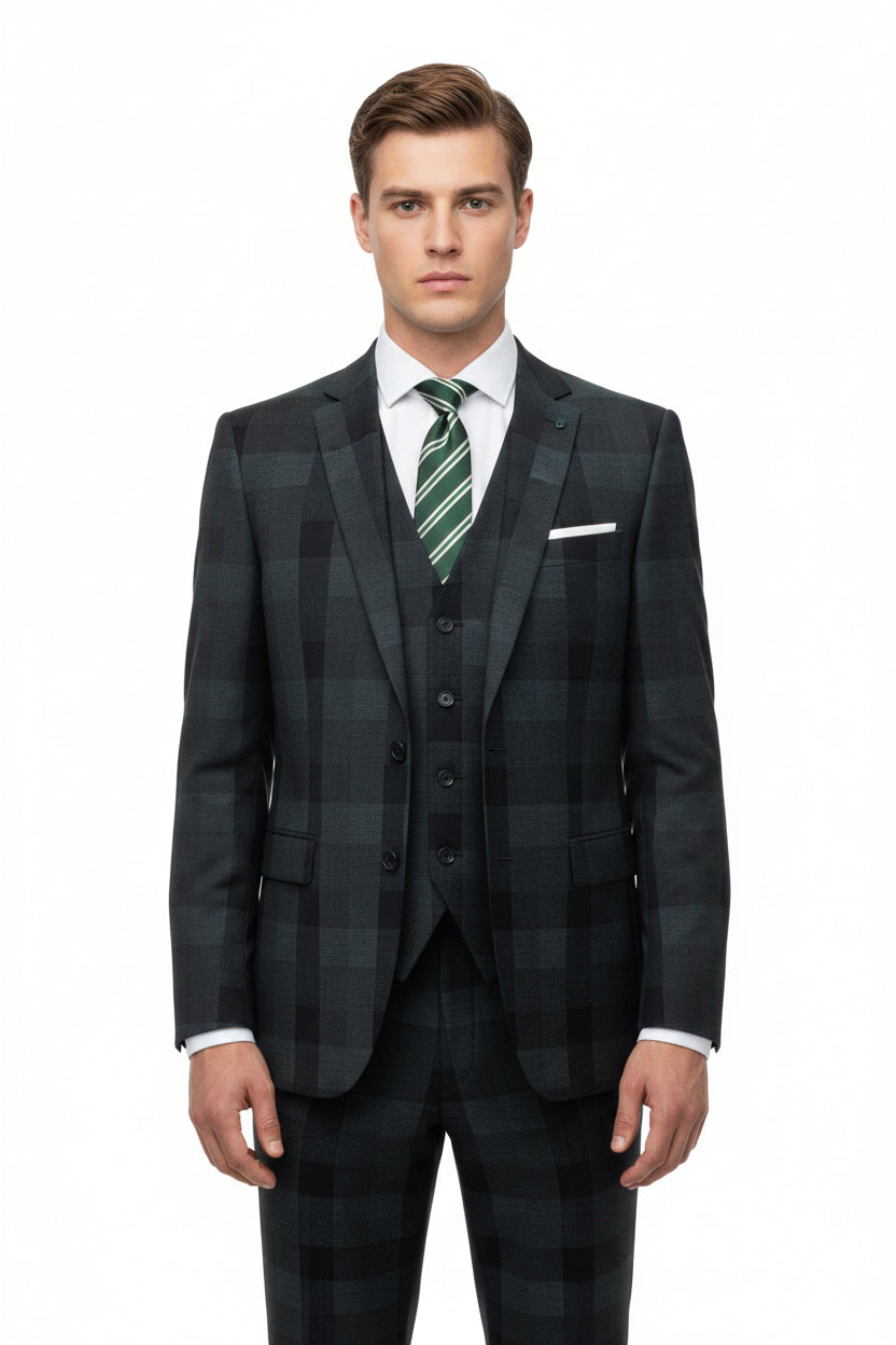 Raymond Luxurious unstitched poly wool trouser and suiting fabric in charcoal grey, ideal for tailored suits and formal wear.