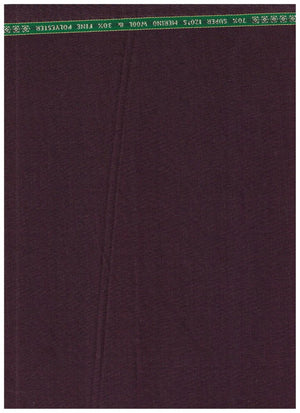 Raymond Luxurious Unstitched Super 120's Polywool Trousers Fabric in wine color, showing textured fabric with a smooth finish.