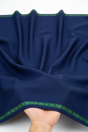 Royal blue Raymond Luxurious Unstitched Polywool trousers and suiting fabric, showing the fabric's texture and color details.