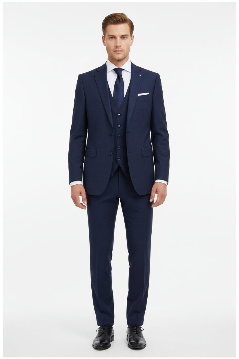 Raymond royal blue polywool trousers and suiting fabric, luxurious unstitched material for tailored suits and formal wear.