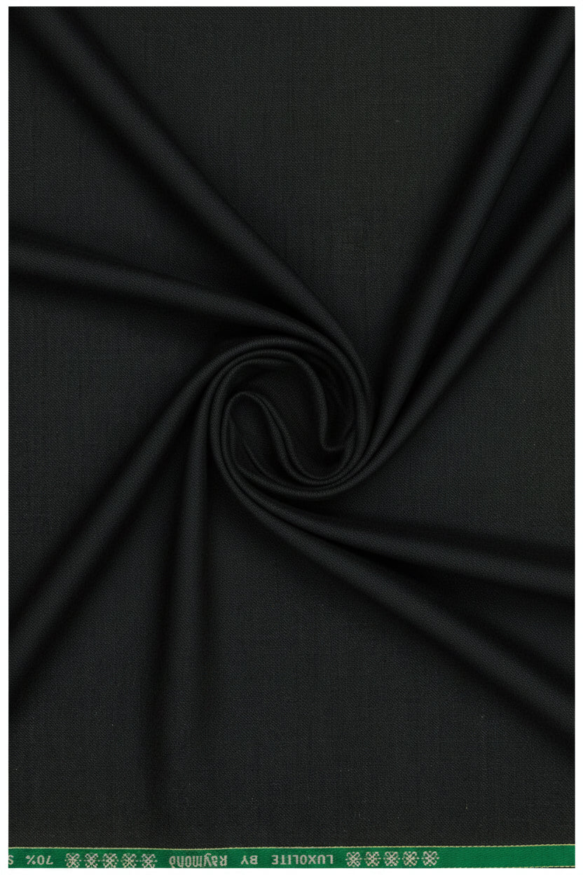 Raymond Luxurious unstitched polywool trousers and suiting fabric in green spinach color, showing fabric texture and color detail.