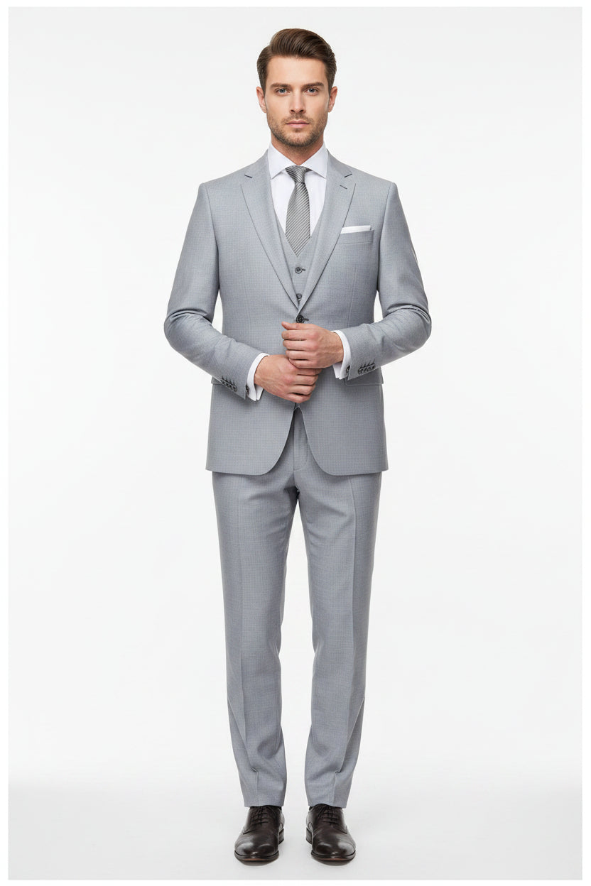 Raymond Silver Grey unstitched polywool trousers and suiting fabric, luxurious woven material for men's formal wear.