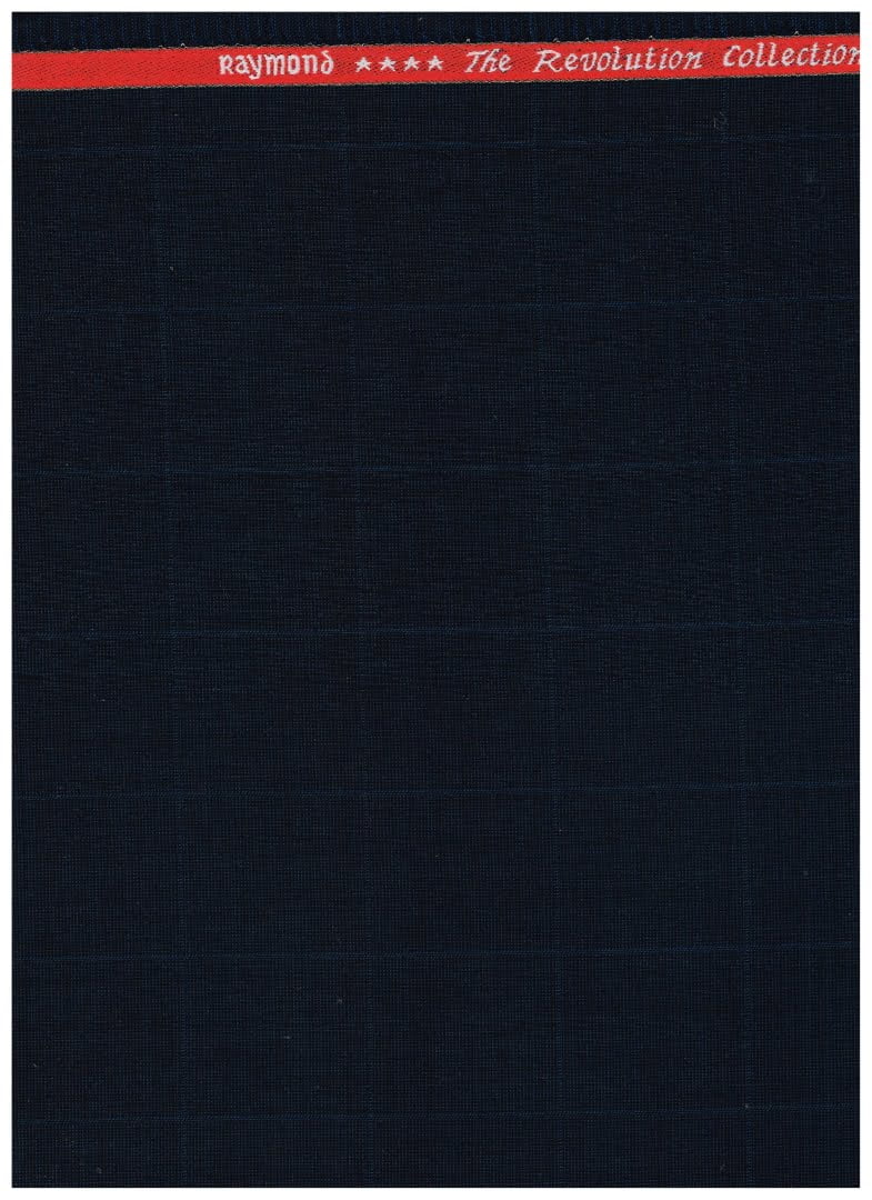 Raymond Unstitched Checks Super 120’s Polywool Trousers Fabric ( Navy Blue )
