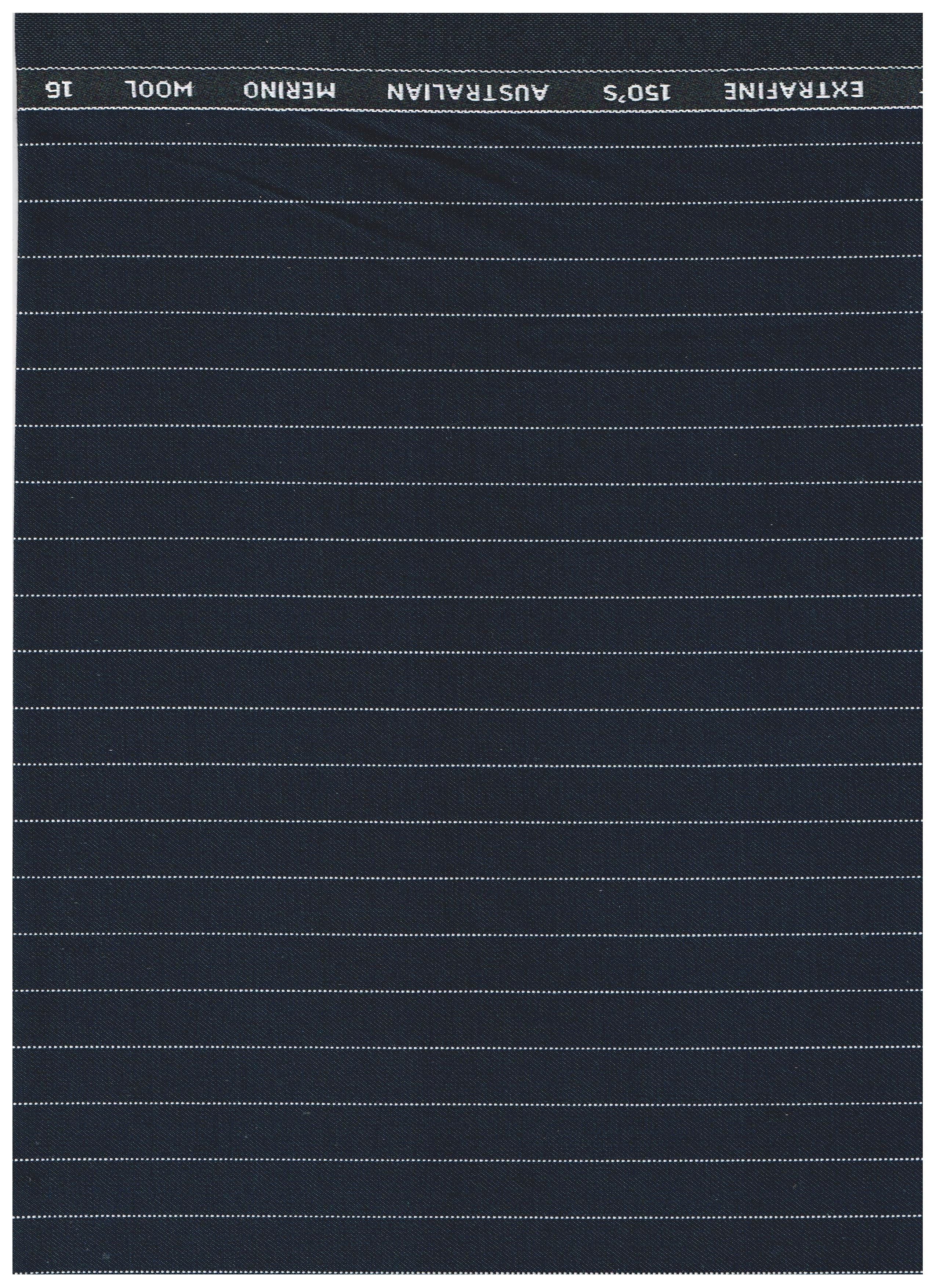 Menzoni 150's Italian Poly wool Trouser Fabric ( White Striped on Grey )
