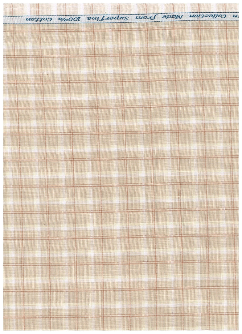 Experience The Luxury of Unstitched Tresca Cotton Checks Shirting Fabric By Arvind ( Beige )