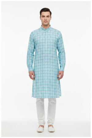 Readymade Blue and white checkered Kurta