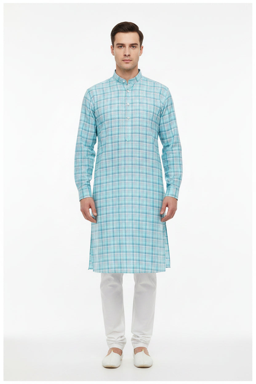 Readymade Blue and white checkered Kurta