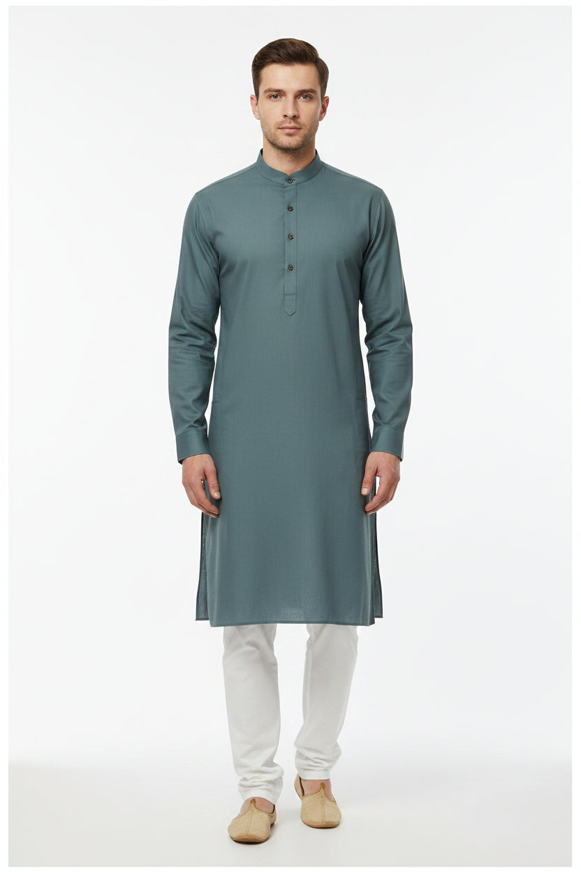 Arvind Tresca cotton plain shirting fabric in seagreen color, soft and lightweight material for shirts and apparel.