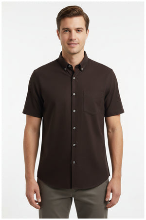 Brown Arvind Tresca Giza Cotton shirting fabric with a smooth texture, ideal for stylish shirts and dresswear.