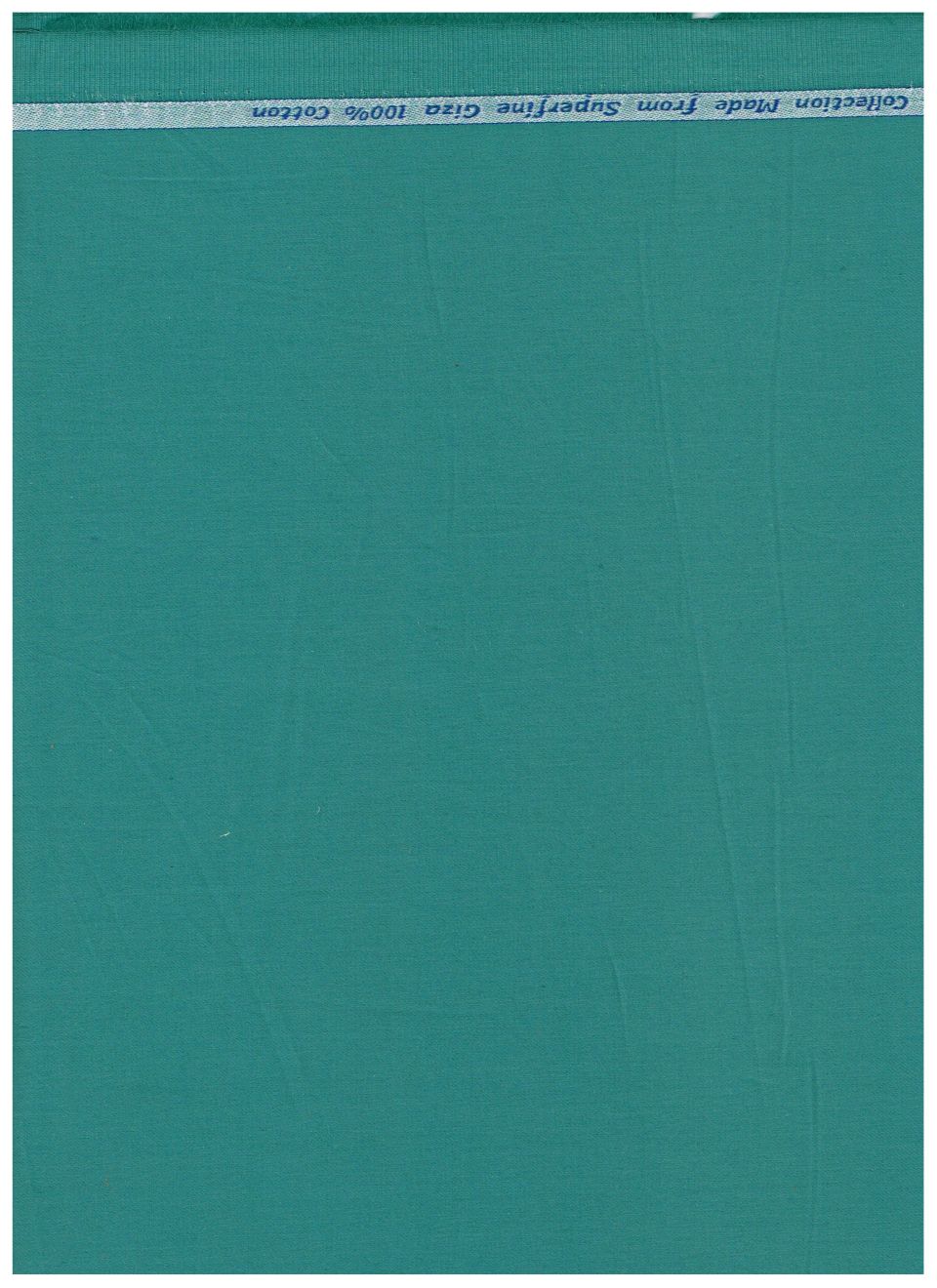 Teal green cotton shirt fabric by ARVIND, showing a close-up of the textured textile with intricate weave details.