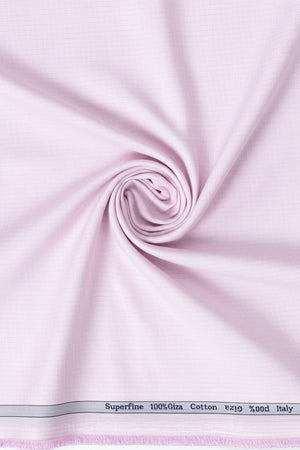 Pink Arvind Primante cotton micro checks shirting fabric with superfine Giza cotton, ideal for stylish dress shirts.