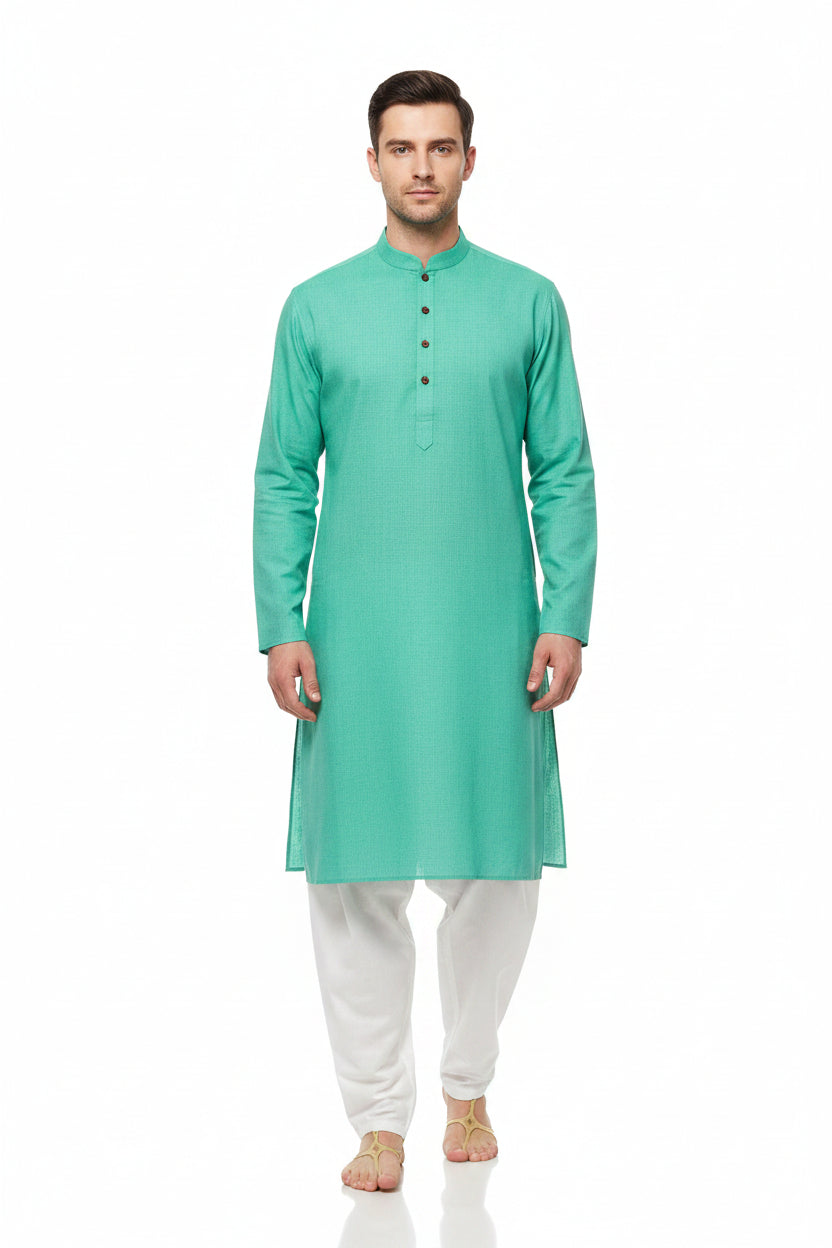Neon green Arvind Tresca cotton unstitched shirting fabric, close-up of smooth woven textile with vibrant color and fine texture.