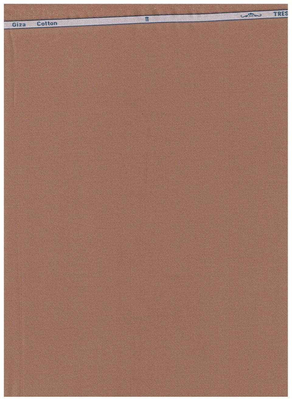 Arvind Zinia Giza cotton satin shirting fabric in saddle brown, showcasing smooth satin texture and elegant woven pattern.