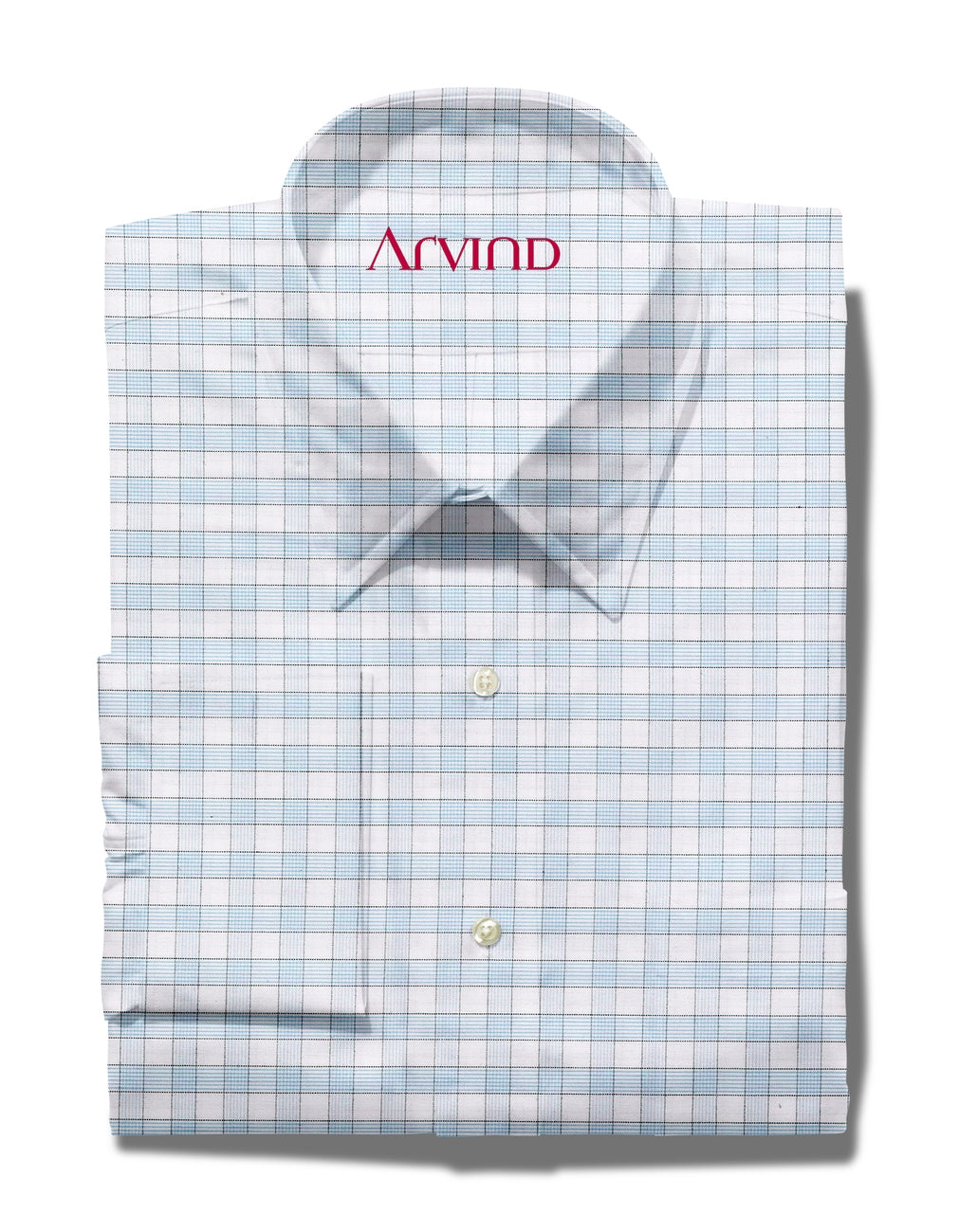 Experience The Luxury of Unstitched Checks Tresca Cotton Shirting Fabric By Arvind ( White & Blue )