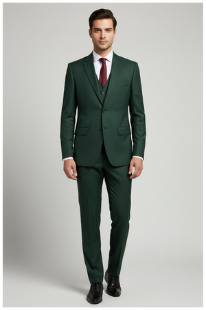 Seaweed green Raymond polywool Lycra stretchable trousers and suiting fabric, showing fabric texture and color details.