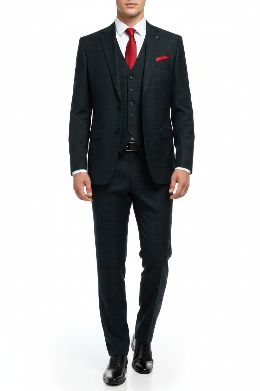 Raymond unstitched polywool trousers and suiting fabric in rich bottle green, ideal for custom tailored formal wear