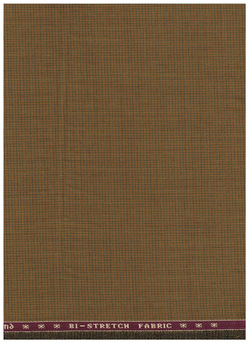 Brown Raymond Polywool Lycra stretchable suiting fabric, ideal for trousers and suits, with a smooth woven texture.