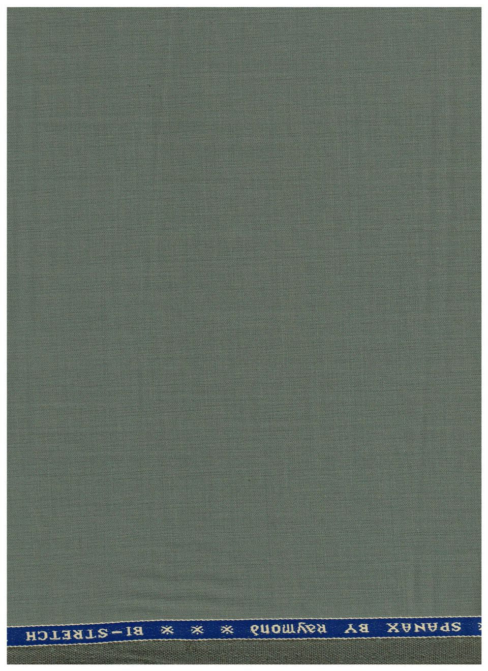 Raymond Polywool Lycra stretchable trousers and suiting fabric in Laurel Green, showing the textured fabric close-up.