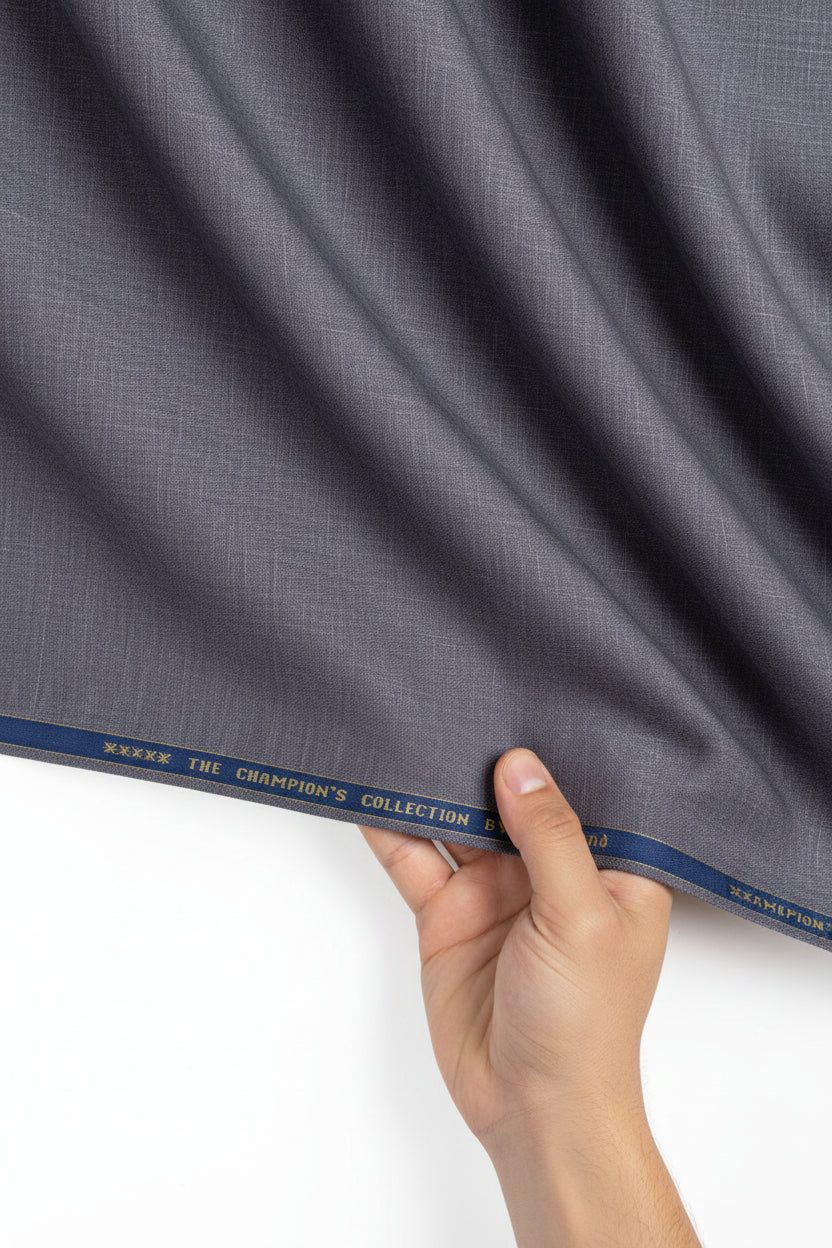 Lavender Raymond Luxurious Unstitched Polywool trousers and suiting fabric, soft textile with fine weave for custom tailoring.
