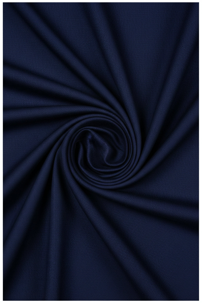 Royal blue Raymond polywool trousers and suit fabric, unstitched material with a smooth, luxurious texture for tailoring.