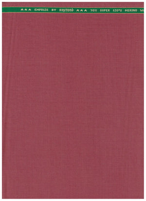 Raymond Super 120’s polywool trouser and suiting fabric in maroon pink, showing folded fabric with a smooth texture and woven pattern