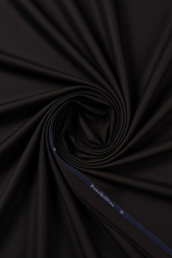 Coffee brown Arvind Lycra stretchable suiting fabric, smooth and flexible textile ideal for tailoring elegant suits.