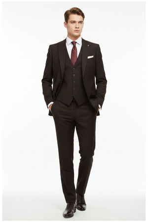 Brown Arvind Lycra stretchable trousers and suiting fabric displaying smooth, stretchy cotton material with a clean finish.