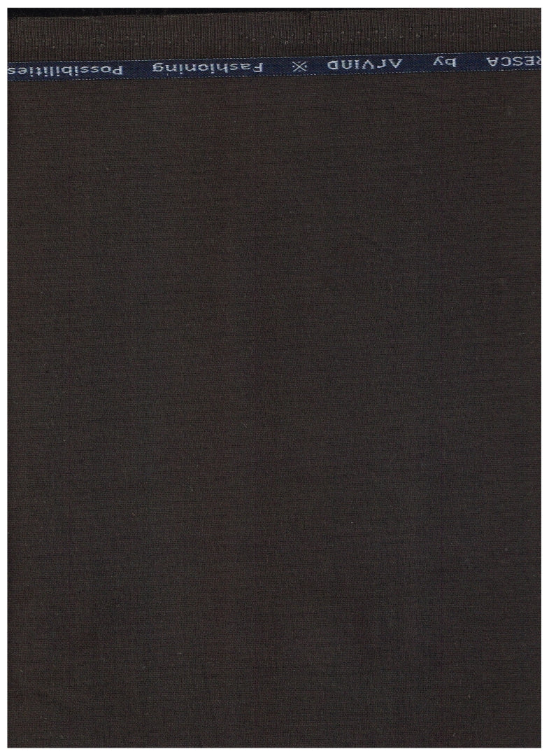 Arvind Unstitched Cotton Lycra Stretchable Trouser & Suiting Fabric ( Licorice Brown )