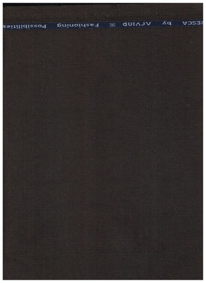 Brown Arvind Lycra stretchable trouser and suiting fabric showing smooth, woven texture and fabric detail.