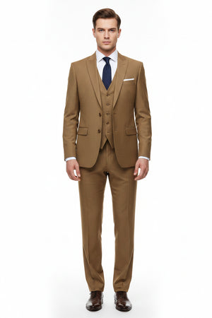 Brown Arvind Cotton Lycra stretchable trouser and suiting fabric with a smooth, versatile texture suitable for tailored garments.