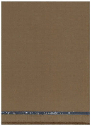Brown Arvind Cotton Lycra stretchable trouser and suiting fabric, close-up view of textured textile material.