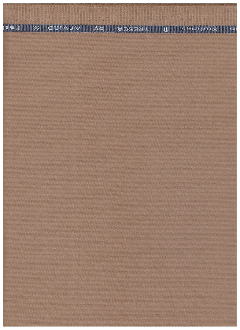 Arvind Unstitched Cotton Lycra Stretchable Trouser & Suiting Fabric ( Light Brown )